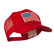 6 Panel Mesh American Flag White Patch Cap