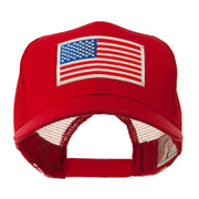 6 Panel Mesh American Flag White Patch Cap