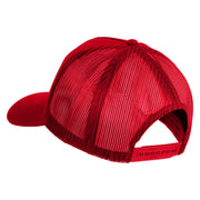 Silver USA Flag Never Forget Blue Red Line Patched Solid Cotton Twill 5 panel Mesh Back Cap - Red OSFM