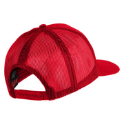 Silver USA Flag Never Forget Blue Red Line Patched Solid Cotton Twill 5 panel Mesh Back Cap - Red OSFM