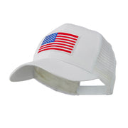 6 Panel Mesh American Flag White Patch Cap