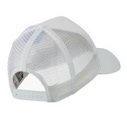 6 Panel Mesh American Flag White Patch Cap