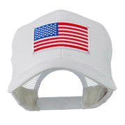 6 Panel Mesh American Flag White Patch Cap