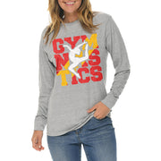 Retro Gymnastics Graphic Long Sleeve Crewneck Tee - Heather-Grey XS