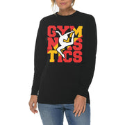 Retro Gymnastics Graphic Long Sleeve Crewneck Tee - Black XS