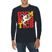 Retro Gymnastics Graphic Long Sleeve Crewneck Tee - Navy XS