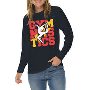 Retro Gymnastics Graphic Long Sleeve Crewneck Tee - Navy XS