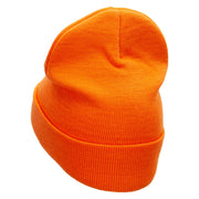 Ready to Shoot Embroidered 12 Inch Long Knitted Beanie - Orange OSFM