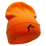 Ready to Shoot Embroidered 12 Inch Long Knitted Beanie - Orange OSFM