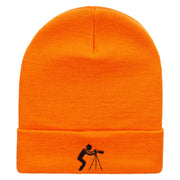 Ready to Shoot Embroidered 12 Inch Long Knitted Beanie - Orange OSFM