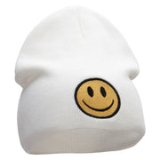 Smile Full Face Logo Embroidered Short Beanie