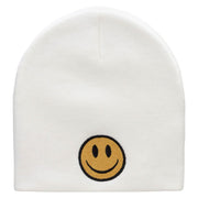 Smile Full Face Logo Embroidered Short Beanie