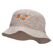 Butterfly Fish Embroidered Bucket Hat - Natural OSFM