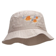 Butterfly Fish Embroidered Bucket Hat - Natural OSFM