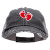 Baby Foot Print Embroidered Low Profile Special Cotton Mesh Cap - Black OSFM