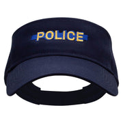 Blue Police Line Embroidered Cotton Twill Sun Visor