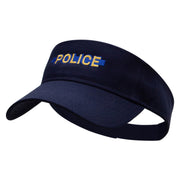 Blue Police Line Embroidered Cotton Twill Sun Visor