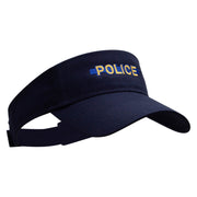 Blue Police Line Embroidered Cotton Twill Sun Visor