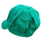 Number 0 Embroidered Cotton Elastic Newsboy Cap - Lime OSFM