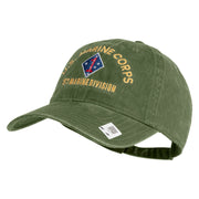 U.S. Marine Corps 1st Marine Division Embroidered Washed Solid Pigment Dyed Cotton Twill Brass Buckle Cap - Olive OSFM