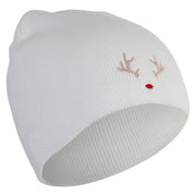 Rudolph Embroidered 8 inch Acrylic Short Blank Beanie - White OSFM