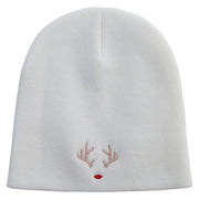 Rudolph Embroidered 8 inch Acrylic Short Blank Beanie - White OSFM