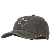 Texas with Map Outline Embroidered Washed Cotton Twill Cap