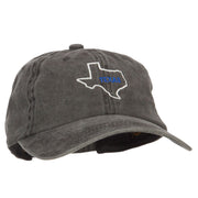 Texas with Map Outline Embroidered Washed Cotton Twill Cap