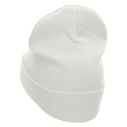 Ready to Shoot Embroidered 12 Inch Long Knitted Beanie - White OSFM