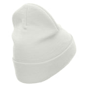 Ready to Shoot Embroidered 12 Inch Long Knitted Beanie - White OSFM