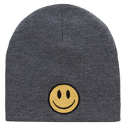 Smile Full Face Logo Embroidered Short Beanie