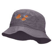 Butterfly Fish Embroidered Bucket Hat - Charcoal OSFM