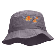 Butterfly Fish Embroidered Bucket Hat - Charcoal OSFM