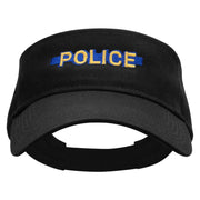 Blue Police Line Embroidered Cotton Twill Sun Visor