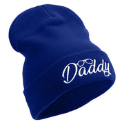 Daddy With Glasses Embroidered 12 Inch Long Knitted Beanie - Royal OSFM