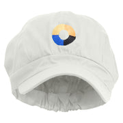 Number 0 Embroidered Cotton Elastic Newsboy Cap - White OSFM