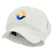 Number 0 Embroidered Cotton Elastic Newsboy Cap - White OSFM