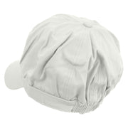 Number 0 Embroidered Cotton Elastic Newsboy Cap - White OSFM