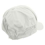 Number 0 Embroidered Cotton Elastic Newsboy Cap - White OSFM