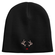 Rudolph Embroidered 8 inch Acrylic Short Blank Beanie - Black OSFM