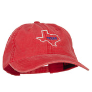 Texas with Map Outline Embroidered Washed Cotton Twill Cap