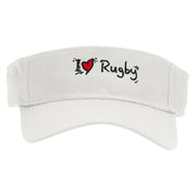 I Love Rugby Embroidered Cotton Twill Sun Visor - White OSFM