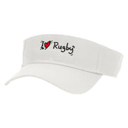 I Love Rugby Embroidered Cotton Twill Sun Visor - White OSFM