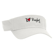 I Love Rugby Embroidered Cotton Twill Sun Visor - White OSFM