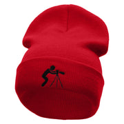 Ready to Shoot Embroidered 12 Inch Long Knitted Beanie - Red OSFM