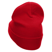 Ready to Shoot Embroidered 12 Inch Long Knitted Beanie - Red OSFM