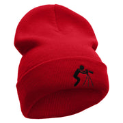 Ready to Shoot Embroidered 12 Inch Long Knitted Beanie - Red OSFM