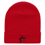 Ready to Shoot Embroidered 12 Inch Long Knitted Beanie - Red OSFM