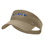 Blue Police Line Embroidered Cotton Twill Sun Visor