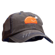 Turkey Is Served Embroidered Frayed Mesh Cap